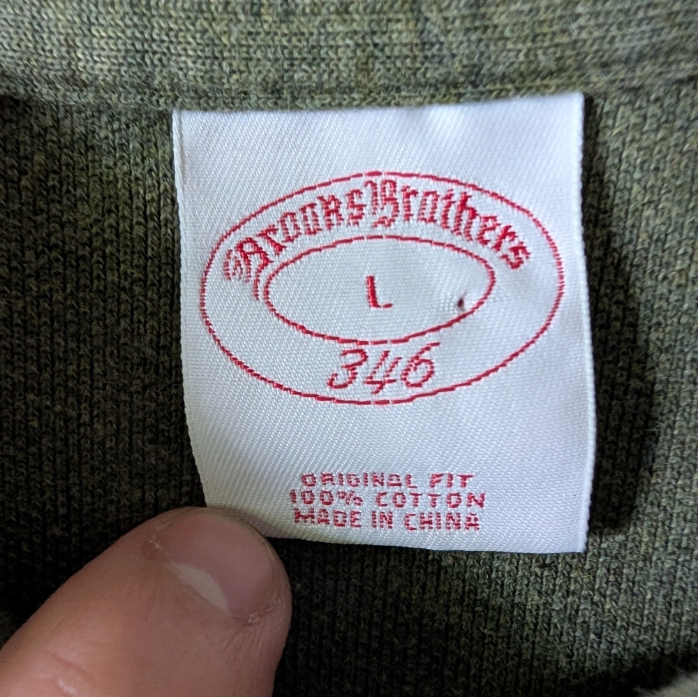 Brooks Brothers 346 Longsleeve Olive Green Polo Shirt L - Picture 2 of 4